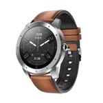 MX12 1.3 inch IPS Color Screen IP68 Waterproof Smart Watch, Support Bluetooth Call / Sleep Monitoring / Heart Rate Monitoring, Style: Leather Strap(Silver Brown)