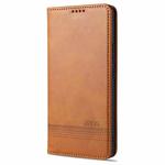 For vivo X60 5G AZNS Magnetic Calf Texture Horizontal Flip Leather Case with Card Slots & Holder & Wallet(Light Brown)
