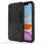 For iPhone X / XS Punk Armor 2 in 1 PC + TPU Shockproof Case with Invisible Holder(Black)