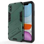 For iPhone X / XS Punk Armor 2 in 1 PC + TPU Shockproof Case with Invisible Holder(Green)