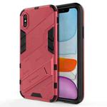 For iPhone XR Punk Armor 2 in 1 PC + TPU Shockproof Case with Invisible Holder(Light Red)