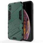 For iPhone XS Max Punk Armor 2 in 1 PC + TPU Shockproof Case with Invisible Holder(Green)