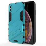 For iPhone XS Max Punk Armor 2 in 1 PC + TPU Shockproof Case with Invisible Holder(Blue)