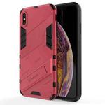 For iPhone XS Max Punk Armor 2 in 1 PC + TPU Shockproof Case with Invisible Holder(Light Red)
