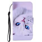 For iPhone 11 Pro Coloured Drawing Pattern Horizontal Flip Leather Case with Holder & Card Slots & Wallet(White Cat)