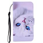For iPhone 11 Pro Max Coloured Drawing Pattern Horizontal Flip Leather Case with Holder & Card Slots & Wallet(White Cat)