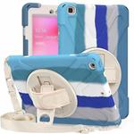 For Samsung Galaxy Tab A 8.0 (2019) T290 / T295 Shockproof Colorful Silicone + PC Protective Case with Holder & Shoulder Strap & Hand Strap (Blue)