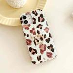 Leopard Texture with Ring Metal Rhinestone Bracket Mobile Phone Protective Case For iPhone 12 Pro Max(White)