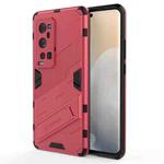 Punk Armor 2 in 1 PC + TPU Shockproof Case with Invisible Holder For vivo X60 Pro Plus 5G(Rose Red)