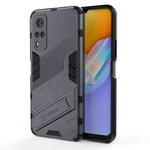 Punk Armor 2 in 1 PC + TPU Shockproof Case with Invisible Holder For vivo Y51(2020 Indian Version)(Grey)