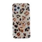 For iPhone 11 Glossy Leopard Pattern Shockproof TPU Case with Diamond Ring Holder (White)