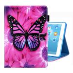 For iPad 10.2 2021 / 2020 / 2019 Coloured Drawing Pattern Horizontal Flip Leather Case with Holder & Card Slots & Photo Frame(Red Flower Pink Butterfly)