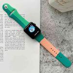 Silicone Color Matching Watch Band For Apple Watch Series 7 45mm / 6 & SE & 5 & 4 44mm / 3 & 2 & 1 42mm(Dark Green + Light Green + Orange)