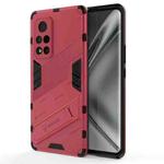 For Honor V40 Punk Armor 2 in 1 PC + TPU Shockproof Case with Invisible Holder(Rose Red)