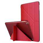 For iPad 10.2 2021 / 2020 / 2019 Silk Texture Horizontal Deformation Flip Leather Case with Holder(Red)