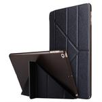 For iPad 10.2 2021 / 2020 / 2019 Silk Texture Horizontal Deformation Flip Leather Case with Holder(Black)