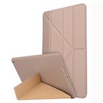 For iPad 10.2 2021 / 2020 / 2019 TPU Horizontal Deformation Flip Leather Case with Holder(Gold)