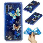 For Huawei Nova 5i Cartoon Pattern Gold Foil Style Dropping Glue TPU Soft Protective Case(Butterfly)