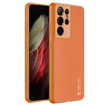 For Samsung Galaxy S21 Ultra 5G DUX DUCIS YOLO Series PU + PC + TPU All-inclusive Electroplating Shockproof Protective Case(Orange)