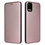 For LG K53 Carbon Fiber Texture Horizontal Flip TPU + PC + PU Leather Case with Card Slot(Pink)