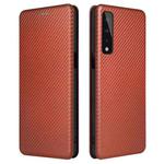 For LG Stylo 7 5G Carbon Fiber Texture Horizontal Flip TPU + PC + PU Leather Case with Card Slot(Brown)