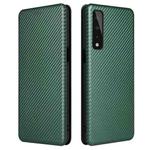 For LG Stylo 7 5G Carbon Fiber Texture Horizontal Flip TPU + PC + PU Leather Case with Card Slot(Green)