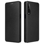 For LG Stylo 7 5G Carbon Fiber Texture Horizontal Flip TPU + PC + PU Leather Case with Card Slot(Black)