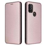 For Motorola Moto G30 / G10 Carbon Fiber Texture Horizontal Flip TPU + PC + PU Leather Case with Card Slot(Pink)