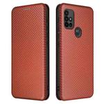 For Motorola Moto G30 / G10 Carbon Fiber Texture Horizontal Flip TPU + PC + PU Leather Case with Card Slot(Brown)