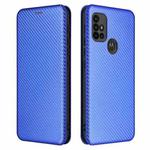 For Motorola Moto G30 / G10 Carbon Fiber Texture Horizontal Flip TPU + PC + PU Leather Case with Card Slot(Blue)