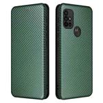 For Motorola Moto G30 / G10 Carbon Fiber Texture Horizontal Flip TPU + PC + PU Leather Case with Card Slot(Green)