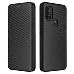 For Motorola Moto G30 / G10 Carbon Fiber Texture Horizontal Flip TPU + PC + PU Leather Case with Card Slot(Black)