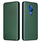 For Motorola Moto G Play (2021) Carbon Fiber Texture Horizontal Flip TPU + PC + PU Leather Case with Card Slot(Green)