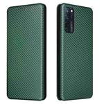For ZTE Axon 20 5G / 4G Carbon Fiber Texture Horizontal Flip TPU + PC + PU Leather Case with Card Slot(Green)