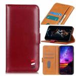 For Xiaomi Redmi K40 Pro 3-Color Pearl Texture Magnetic Buckle Horizontal Flip PU Leather Case with Card Slots & Wallet & Holder(Wine Red)