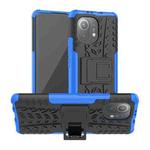 For Xiaomi Mi 11 Tire Texture Shockproof TPU+PC Protective Case with Holder(Blue)