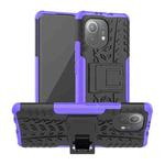 For Xiaomi Mi 11 Tire Texture Shockproof TPU+PC Protective Case with Holder(Purple)