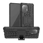 For Xiaomi Mi 11 Tire Texture Shockproof TPU+PC Protective Case with Holder(Black)