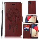For Samsung Galaxy A02s EU Version Wind Chime Owl Embossing Pattern Horizontal Flip Leather Case with Holder & Card Slots & Wallet(Brown)