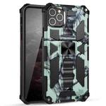 For iPhone 11 Pro Camouflage Armor Shockproof TPU + PC Magnetic Protective Case with Holder (Mint Green)