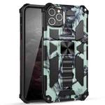 For iPhone 11 Pro Max Camouflage Armor Shockproof TPU + PC Magnetic Protective Case with Holder (Mint Green)
