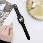 Crazy Horse Texture + Flat Texture Leather Watch Band For Apple Watch Series 7 41mm / 6 & SE & 5 & 4 40mm / 3 & 2 & 1 38mm(Black)