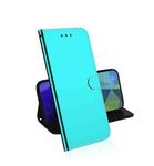 For LG G9 Lmitated Mirror Surface Horizontal Flip Leather Case with Holder & Card Slots & Wallet & Lanyard(Mint Green)
