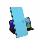 For Samsung Galaxy A02s(EU Version) Lmitated Mirror Surface Horizontal Flip Leather Case with Holder & Card Slots & Wallet & Lanyard(Blue)