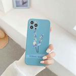 For iPhone 11 Shockproof Pattern TPU Protective Case (Blue Background Literary Flowers)
