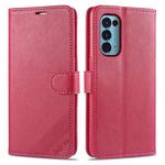 For OPPO Reno5 4G AZNS Magnetic Calf Texture Horizontal Flip Leather Case with Card Slots & Holder & Wallet(Red)