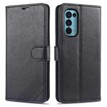 For OPPO Reno5 4G AZNS Magnetic Calf Texture Horizontal Flip Leather Case with Card Slots & Holder & Wallet(Black)