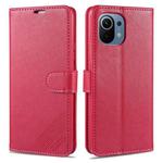 For Xiaomi Mi 11 AZNS Magnetic Calf Texture Horizontal Flip Leather Case with Card Slots & Holder & Wallet(Red)