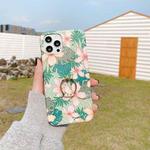 For iPhone 11 Retro Flower Pattern Shockproof Case with Ring Holder (White)