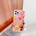 Small Floral Pattern Shockproof Case with Ring Holder For iPhone 12 / 12 Pro(Pink)